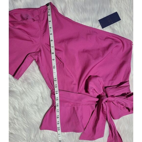 NWT|Polo Ralph Lauren Belted Cotton One-Shoulder Pink Top, 2 - Picture 10 of 12